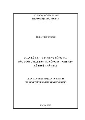 Luận văn thạc sĩ quản lý kinh tế quản lý vật tư phục vụ công tác bảo dưỡng máy bay tại công ty tnhh mtv kỹ thuật máy bay