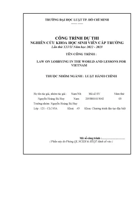 Law on lobbying in the world and lessons for vietnam