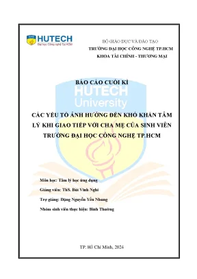 Các yếu tố ảnh hưởng đến khó khăn tâm lý khi giao tiếp với cha mẹ của sinh viên trường đại học công nghệ tp hcm