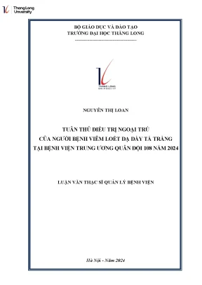 Tuân thủ điều trị ngoại trú của người bệnh viêm loét dạ dày tá tràng tại bệnh viện trung ương quân đội 108 năm 2024