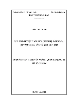 Quá trình việt nam đưa quan hệ đối ngoại đi vào chiều sâu từ 2006 đến 2023