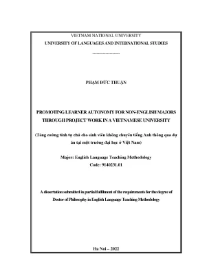 Promoting learner autonomy for non english majors through project work in a vietnamese university tăng cường tính tự chủ cho sinh viên không chuyên tiếng anh