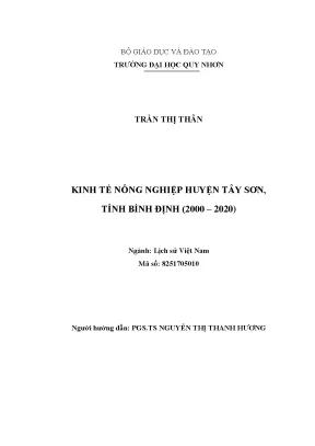 Luận văn kinh tế nông nghiệp huyện tây sơn tỉnh bình định 2000 2020