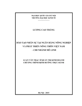 Luận văn thạc sĩ quản trị kinh doanh đào tạo nhân sự tại ngân hàng nông nghiệp và phát triển nông thôn việt nam chi nhánh mê linh
