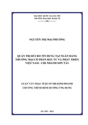Quản trị rủi ro tín dụng tại ngân hàng thương mại cổ phần đầu tư và phát triển việt nam chi nhánh sơn tây