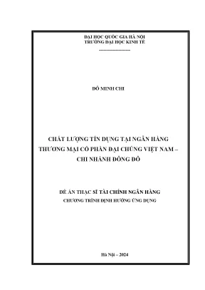 Chất lượng tín dụng tại ngân hàng thương mại cổ phần đại chúng việt nam chi nhánh đông đô