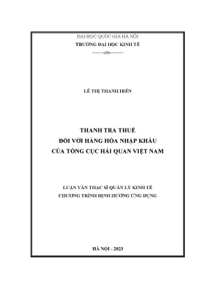 Thanh tra thuế đối với hàng hóa nhập khẩu của tổng cục hải quan việt nam