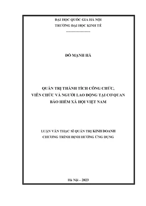 Quản trị thành tích công chức viên chức người lao động tại cơ quan bảo hiểm xã hội việt nam