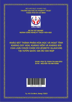 Khảo sát thành phần hóa học và hoạt tính kháng oxy hóa kháng viêm và kháng sỏi của loài chuối chân voiensete glaucum tại vườn quốc gia bù gia mập