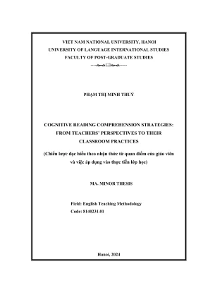 Luận văn thạc sĩ phương pháp giảng dạy tiếng anh cognitive reading comprehension strategies from teachers perspectives to their classroom practices