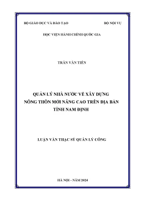 Quản lý nhà nƣớc về xây dựng nông thôn mới nâng cao trên địa bàn tỉnh nam định