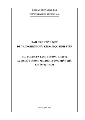 Tác động của tăng trưởng kinh tế và độ mở thương mại đến lượng phát thải khí co2 ở việt nam