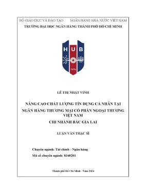 Nâng cao chất lượng tín dụng cá nhân tại ngân hàng thương mại cổ phần ngoại thương việt nam chi nhánh bắc gia lai