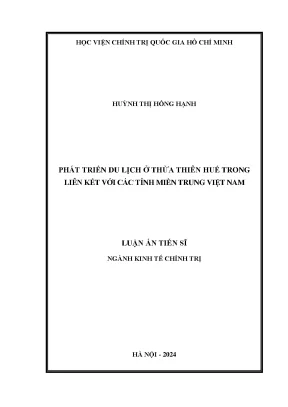 Phát triển du lịch ở thừa thiên huế trong liên kết với các tỉnh miền trung việt nam