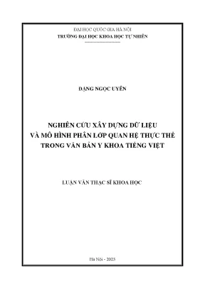 Nghiên cứu xây dựng dữ liệu và mô hình phân lớp quan hệ thực thể trong văn bản y khoa tiếng việt