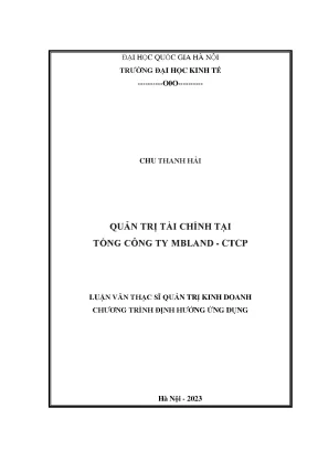Quản trị tài chính tại tổng công ty mbland ctcp