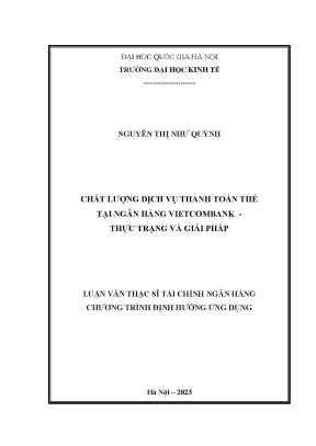 Chất lượng dịch vụ thanh toán thẻ tại ngân hàng vietcombank thực trạng và giải pháp