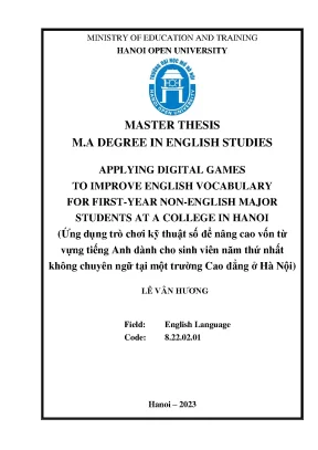 Applying digital games to improve english vocabulary for first year non english major students at a college in hanoi