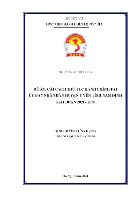 Cải cách thủ tục hành chính tại ủy ban nhân dân huyện ý yên tỉnh nam định giai đoạn 2024 2030
