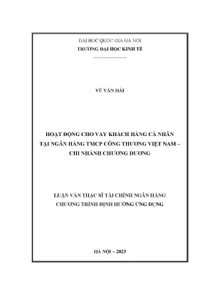 Hoạt động cho vay khách hàng cá nhân tại ngân hàng tmcp công thương việt nam chi nhánh chương dương