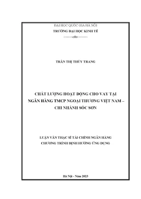 Chất lượng hoạt động cho vay tại ngân hàng thương mại cổ phần ngoại thương việt nam chi nhánh sóc sơn