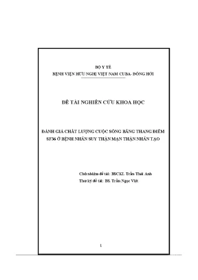 Đề tài nghiên cứu khoa học đánh giá chất lượng cuộc sống bằng thang điểm sf36 ở bệnh nhân suy thận mạn thận nhân tạo