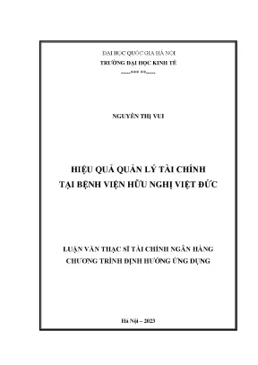 Hiệu quả quản lý tài chính tại bệnh viện hữu nghị việt đức