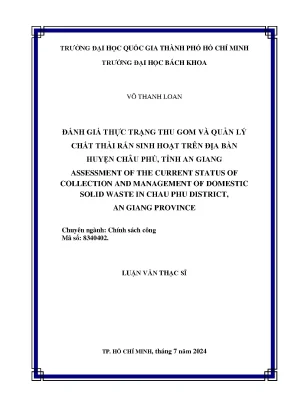 Luận văn thạc sĩ chính sách công đánh giá thực trạng thu gom và quản lý chất thải rắn sinh hoạt trên địa bàn huyện châu phú tỉnh an giang