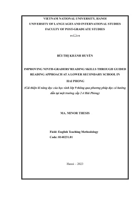 Luận văn thạc sĩ phương pháp giảng dạy tiếng anh improving ninth graders reading skills through guided reading approach at a lower secondary school in hai phong