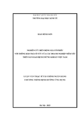 Nghiên cứu biến động giá cổ phiếu với thông báo trả cổ tức của các doanh nghiệp niêm yết trên sàn giao dịch chứng khoán việt nam