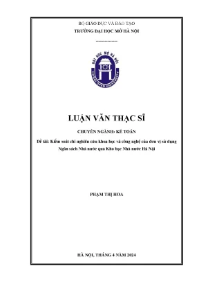 Kiểm soát chi nghiên cứu khoa học và công nghệ của đơn vị sử dụng ngân sách nhà nước qua kho bạc nhà nước hà nội