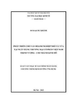 Phát triển cho vay doanh nghiệp nhỏ và vừa tại ngân hàng tmcp việt nam thịnh vượng chi nhánh kinh đô