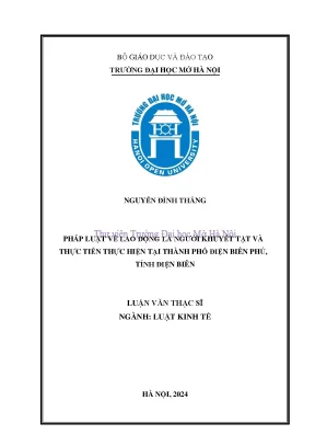 Pháp luật về lao động là người khuyết tật và thực tiễn thực hiện tại thành phố điện biên phủ tỉnh điện biên