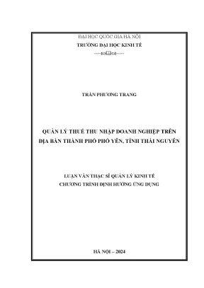 Quản lý thuế thu nhập doanh nghiệp trên địa bàn thành phố phổ yên tỉnh thái nguyên