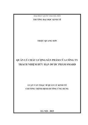 Quản lý chất lượng sản phẩm của công ty tnhh dược phẩm smard