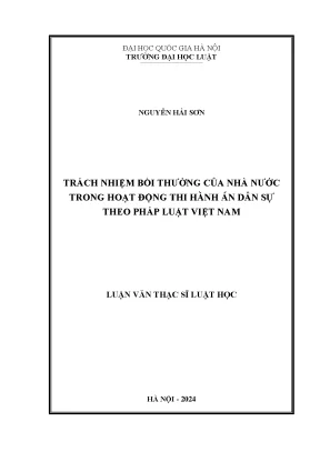 Trách nhiệm bồi thường của nhà nước trong hoạt động thi hành án dân sự theo pháp luật việt nam