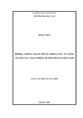 Phòng chống tham nhũng trong đầu tư công ở lĩnh vực giao thông đường bộ tại việt nam