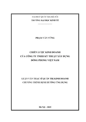 Chiến lược kinh doanh của công ty tnhh kỹ thuật xây dựng đồng phong việt nam
