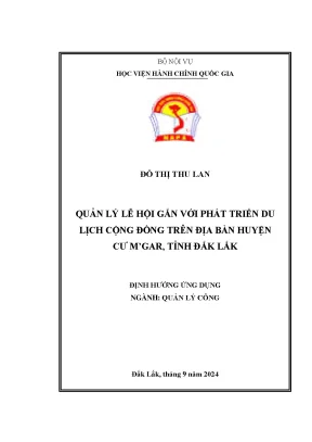 Quản lý lễ hội gắn với phát triển du lịch cộng đồng trên địa bàn huyện cư mgar tỉnh đắk lắk