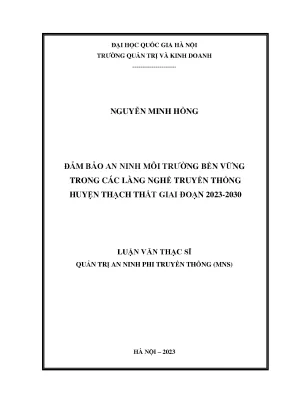 Đảm bảo an ninh môi trường bền vững trong các làng nghề truyền thống huyện thạch thất giai đoạn 2023 2030