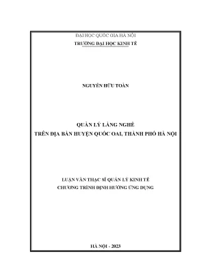 Quản lý làng nghề trên địa bàn huyện quốc oai thành phố hà nội