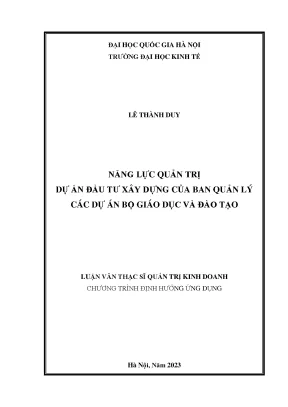Năng lực quản trị dự án đầu tư xây dựng của ban quản lý các dự án bộ giáo dục và đào tạo