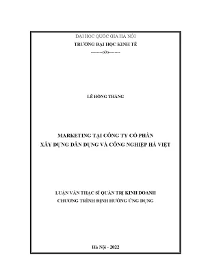 Marketing tại công ty cổ phần xây dựng dân dụng và công nghiệp hà việt
