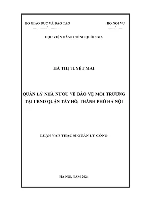 Quản lý nhà nƣớc về bảo vệ môi trƣờng tại ubnd quận tây hồ thành phố hà nội