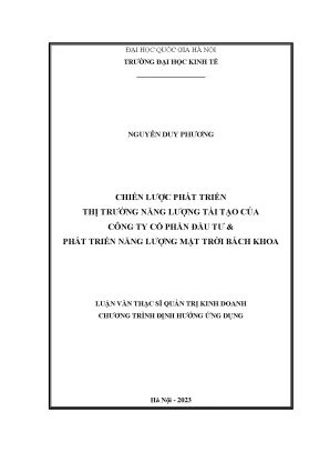 Chiến lược phát triển thị trường năng lượng tái tạo của công ty cổ phần đầu tư phát triển năng lượng mặt trời bách khoa
