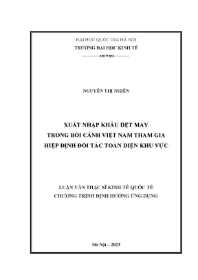 Xuất nhập khẩu dệt may trong bối cảnh việt nam tham gia hiệp định đối tác toàn diện khu vực