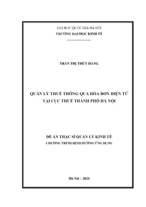 Quản lý thuế thông qua hóa đơn điện tử tại cục thuế thành phố hà nội