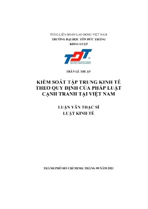 Kiểm soát tập trung kinh tế theo quy định của pháp luật cạnh tranh tại việt nam