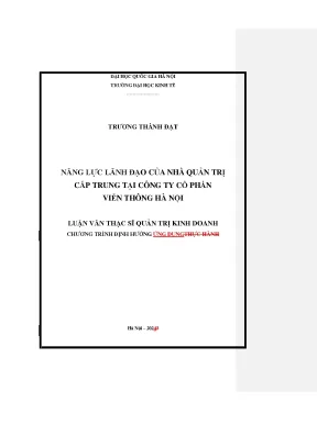 Năng lực lãnh đạo của nhà quản trị cấp trung tại công ty cổ phần viễn thông hà nội