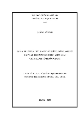 Quản trị nhân lực tại ngân hàng nông nghiệp và phát triển nông thôn việt nam chi nhánh tỉnh bắc giang